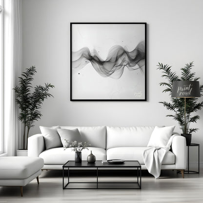 This digital artwork captures a mesmerizing flow of ethereal smoke rendered in shades of gray again… for living room