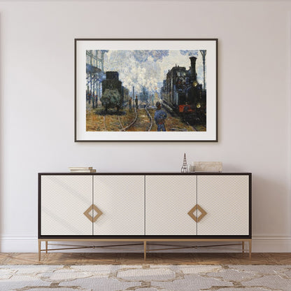 Immerse yourself in the ethereal ambiance of a bustling train station with this impressionistic for Foyer