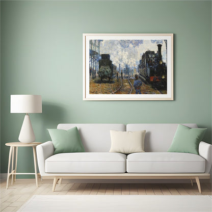 Immerse yourself in the ethereal ambiance of a bustling train station with this impressionistic for Hall