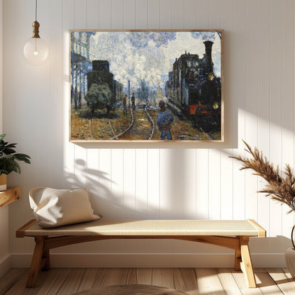 Immerse yourself in the ethereal ambiance of a bustling train station with this impressionistic for Hallway