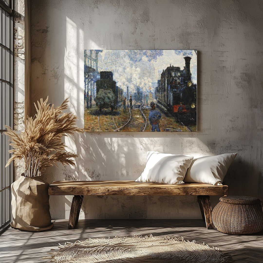 Immerse yourself in the ethereal ambiance of a bustling train station with this impressionistic for Veranda