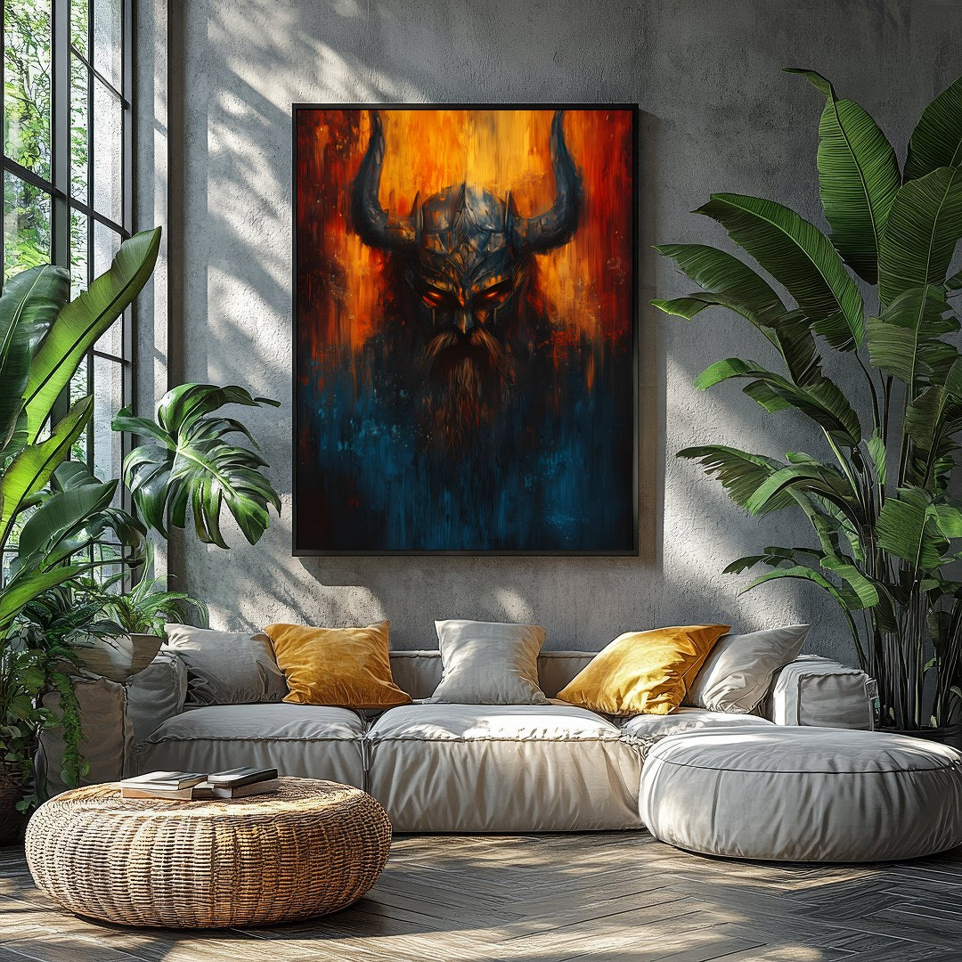Immerse yourself in the mysterious allure of this striking artwork, featuring the intense eyes of a for Balcony