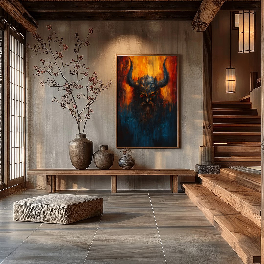 Immerse yourself in the mysterious allure of this striking artwork, featuring the intense eyes of a for Hall