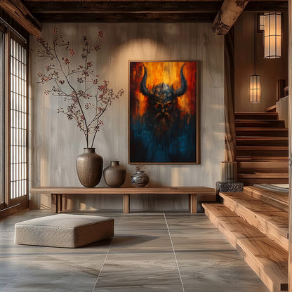 Immerse yourself in the mysterious allure of this striking artwork, featuring the intense eyes of a for Hall