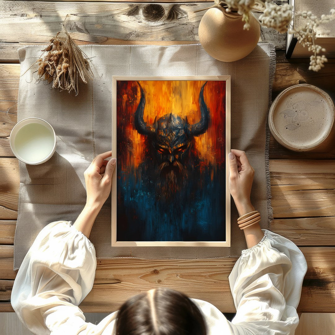 Immerse yourself in the mysterious allure of this striking artwork, featuring the intense eyes of a for Kitchen