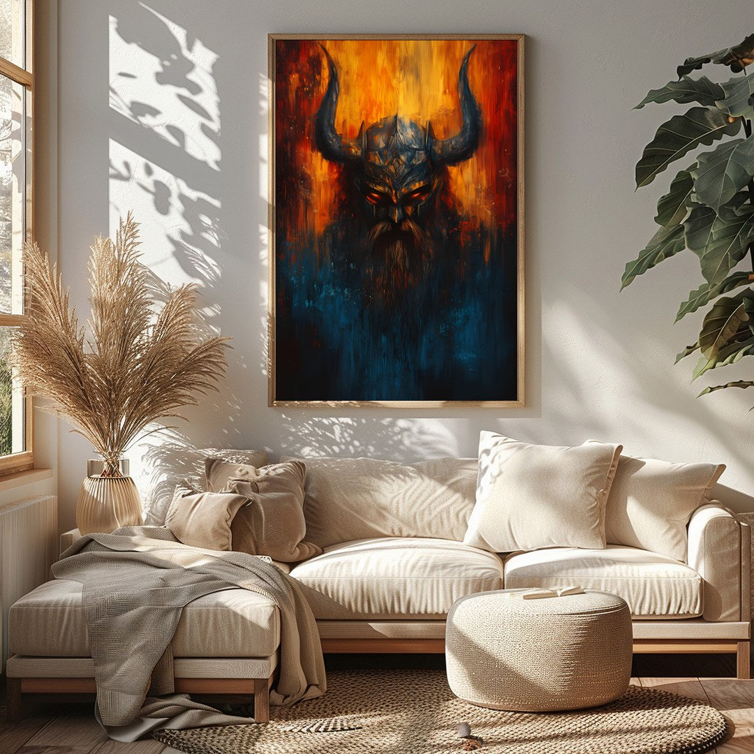 Immerse yourself in the mysterious allure of this striking artwork, featuring the intense eyes of a for Sitting Area