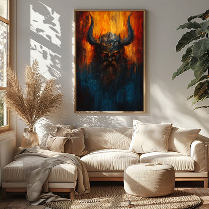 Immerse yourself in the mysterious allure of this striking artwork, featuring the intense eyes of a for Sitting Area