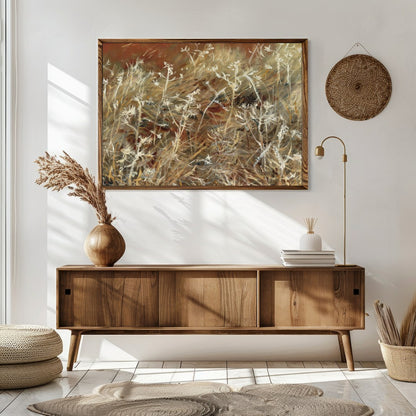 Dive into the delicate embrace of nature with 'Ethereal Wilderness: Whispering Grasses.' This for Sitting Area