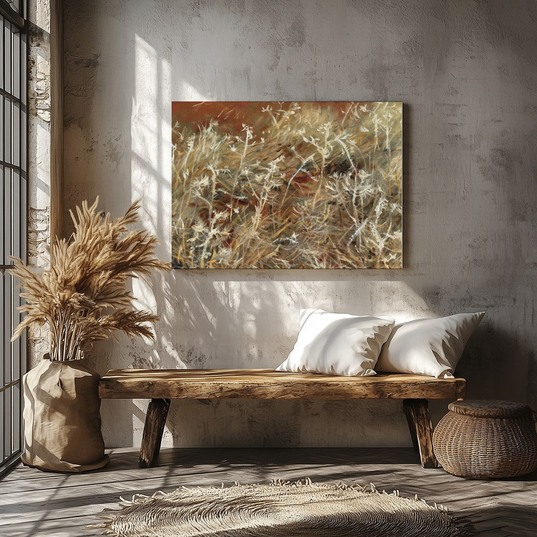 Dive into the delicate embrace of nature with 'Ethereal Wilderness: Whispering Grasses.' This for Veranda