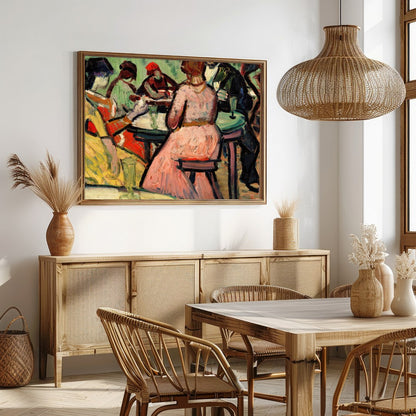 Immerse yourself in the vibrant energy of social evenings with this expressive artwork. Featuring for Dining