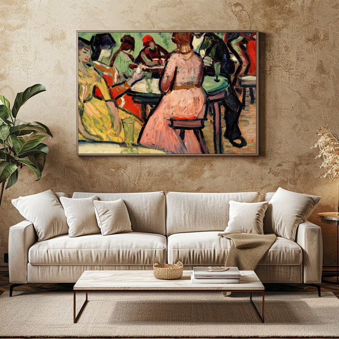 Immerse yourself in the vibrant energy of social evenings with this expressive artwork. Featuring for Family Room