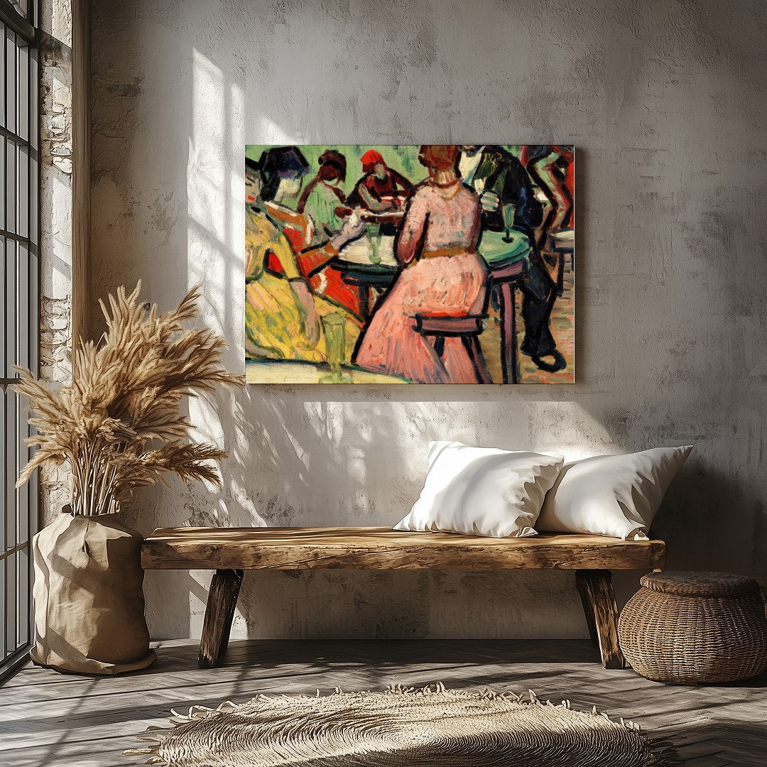 Immerse yourself in the vibrant energy of social evenings with this expressive artwork. Featuring for Veranda