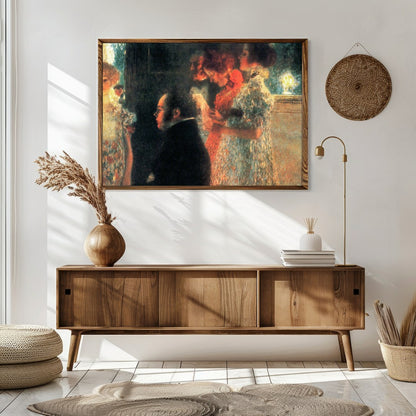 Capturing a moment of ethereal beauty, this artwork depicts an intimate gathering bathed in warm for Sitting Area