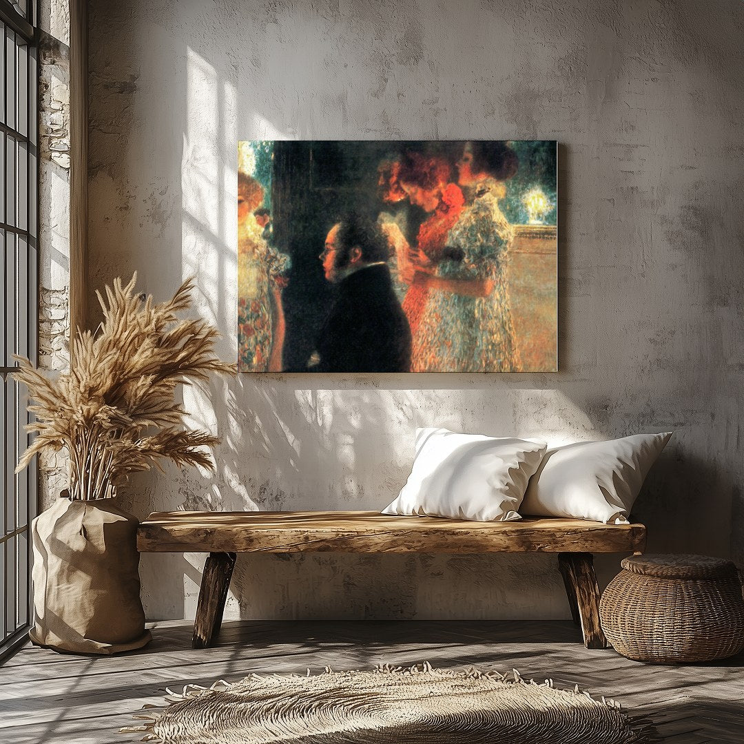 Capturing a moment of ethereal beauty, this artwork depicts an intimate gathering bathed in warm for Veranda