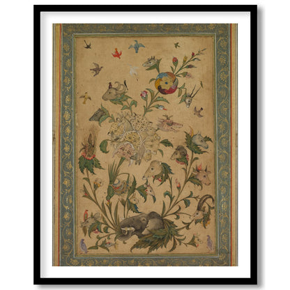 Delight in the intricate beauty of this Persian-style artwork, where a myriad of animals dance for loft