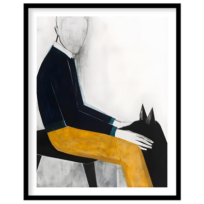 """Faceless Rider"" presents a stylized figure on horseback, rendered with bold blocks of color and… for sweet home