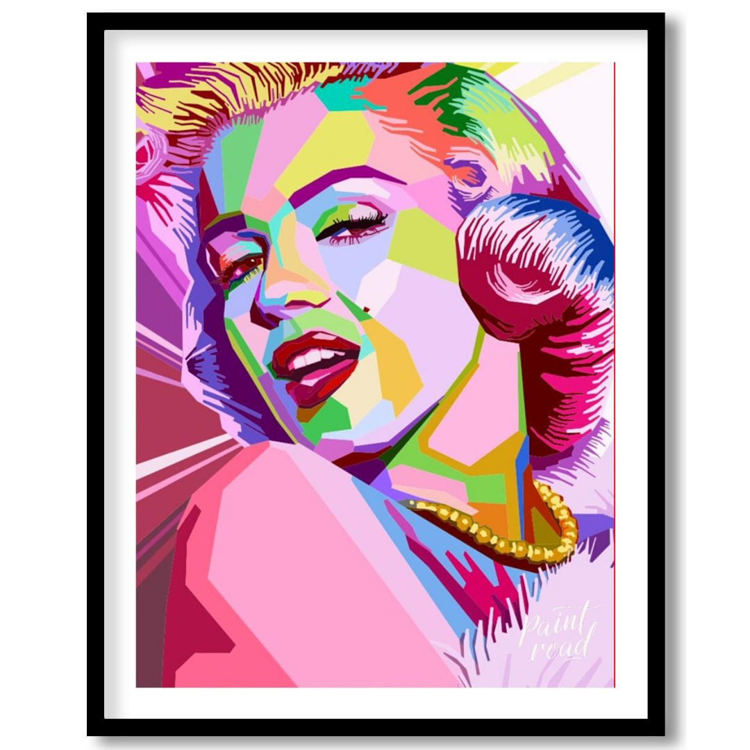 This digital artwork presents a striking, geometric reimagining of Marilyn Monroe. The artist emplo… for lovely house