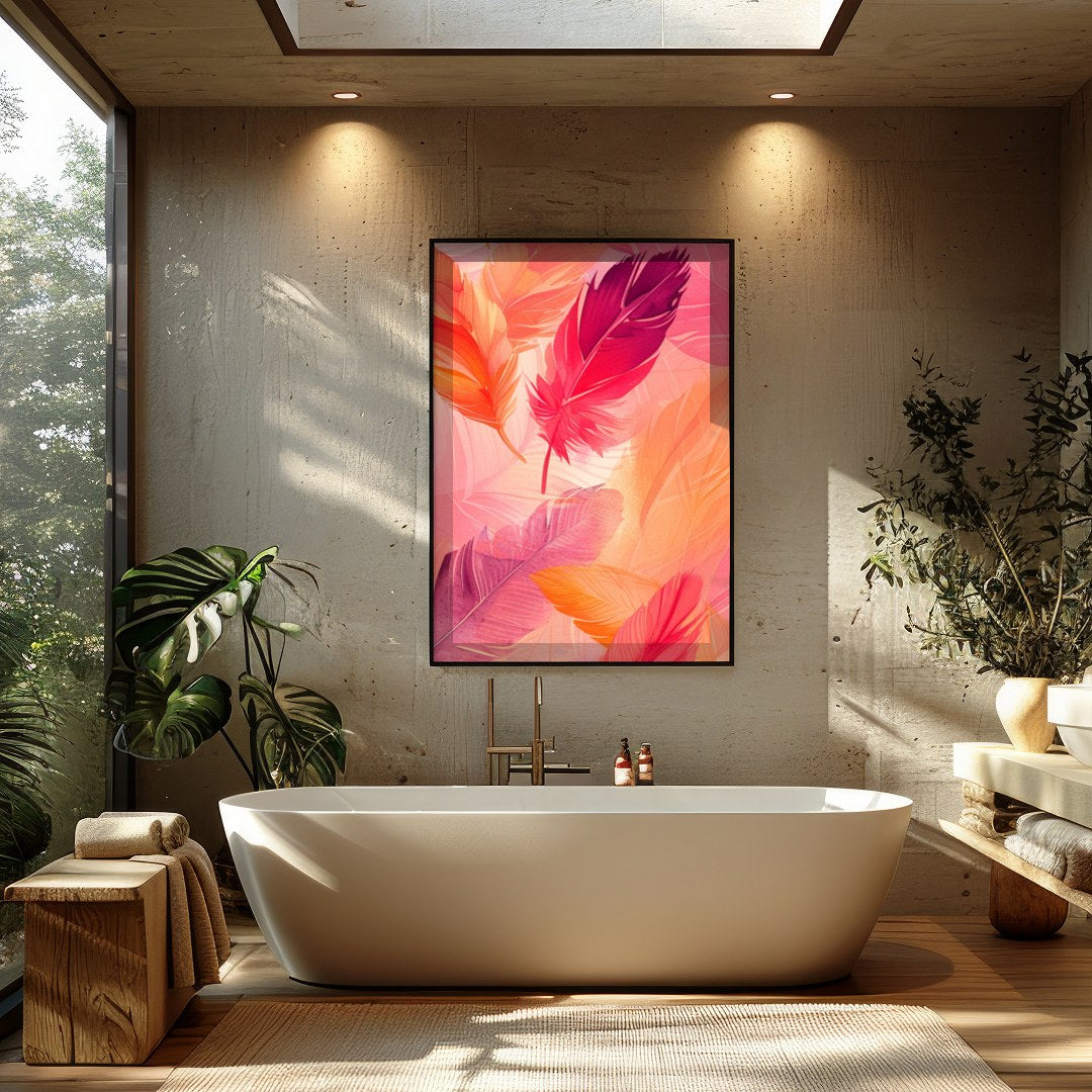 Add a burst of color to your space with this stunning artwork featuring a symphony of vibrant for Bathroom