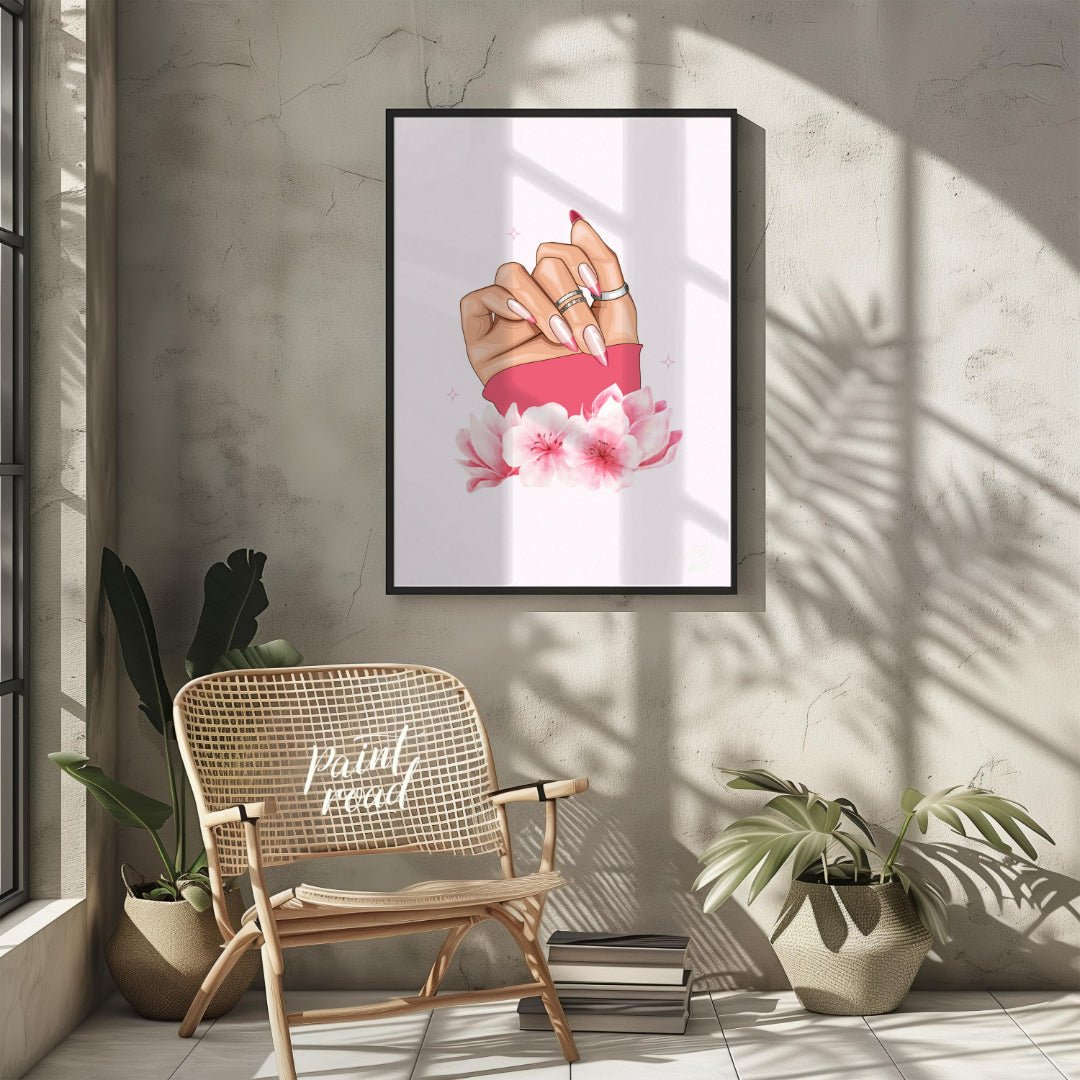 Feminine Nail Art Painting available online at Paintroad showing bathroom beauty art and beauty blogger