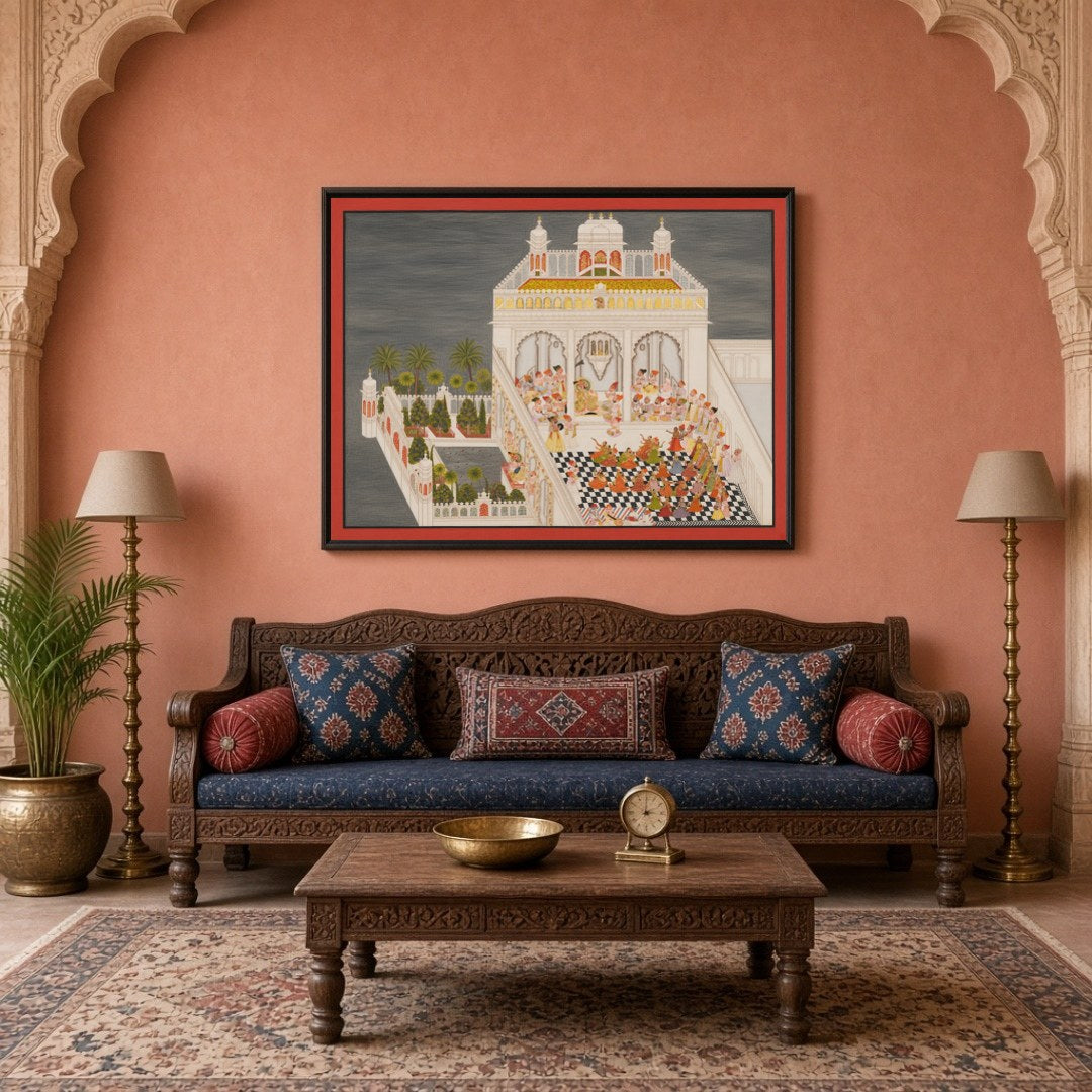 Immerse yourself in the exquisite elegance of Indo-Mughal art with this captivating portrayal of a for Living Room