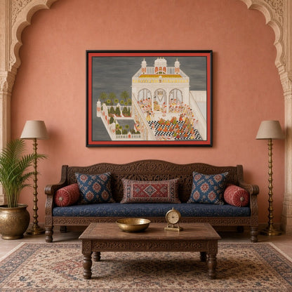 Immerse yourself in the exquisite elegance of Indo-Mughal art with this captivating portrayal of a for Living Room