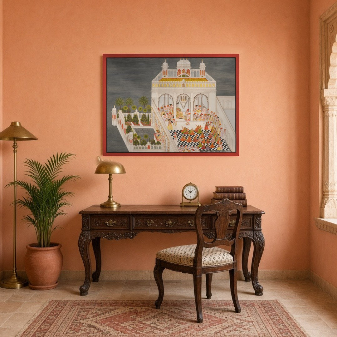 Immerse yourself in the exquisite elegance of Indo-Mughal art with this captivating portrayal of a for Study