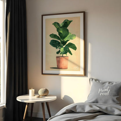 This charming and contemporary illustration features a tall, healthy Fiddle Leaf Fig plant, a popul… for bedroom