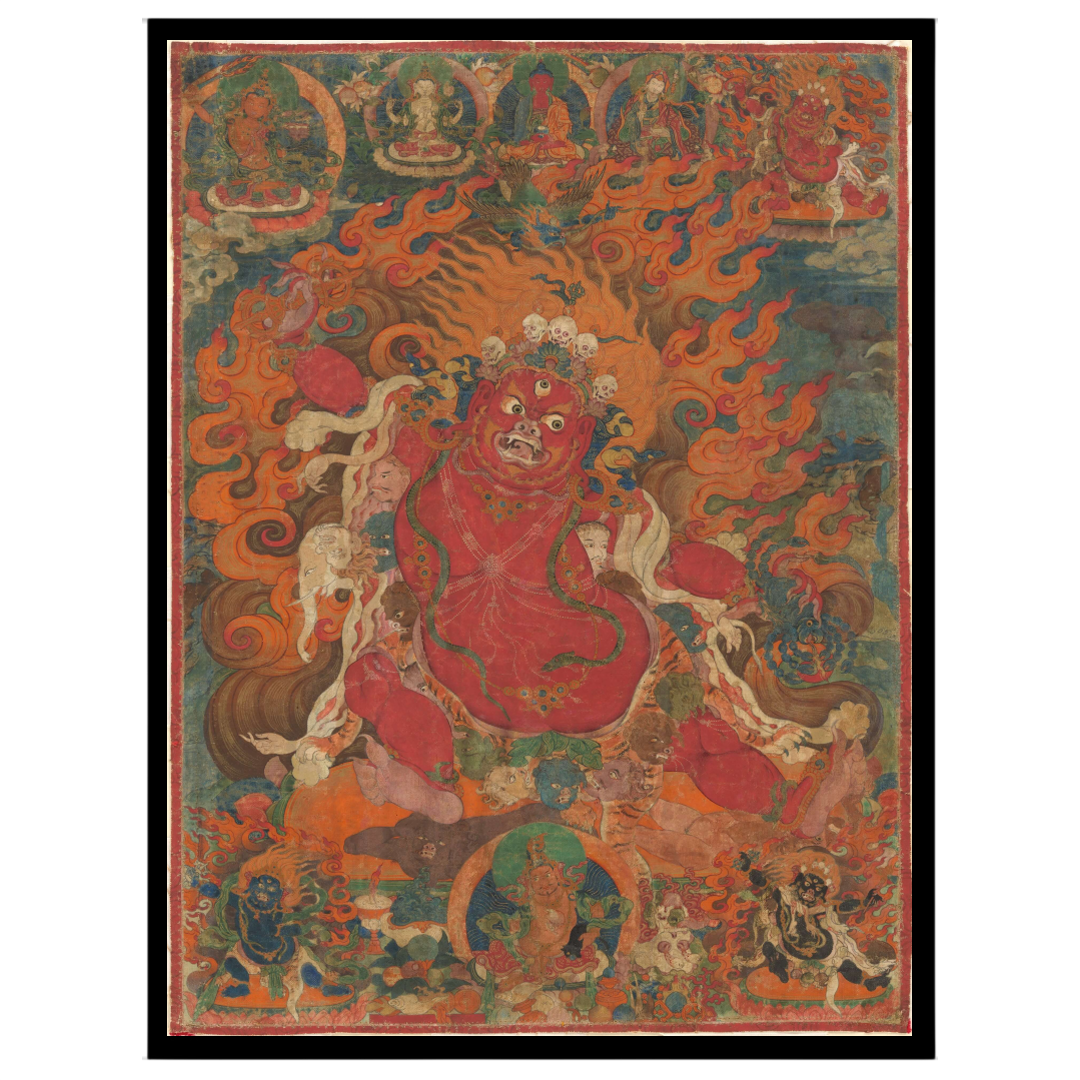 Immerse yourself in the potent energy of 'Fierce Protector of Enlightenment,' a captivating Thangka for nook
