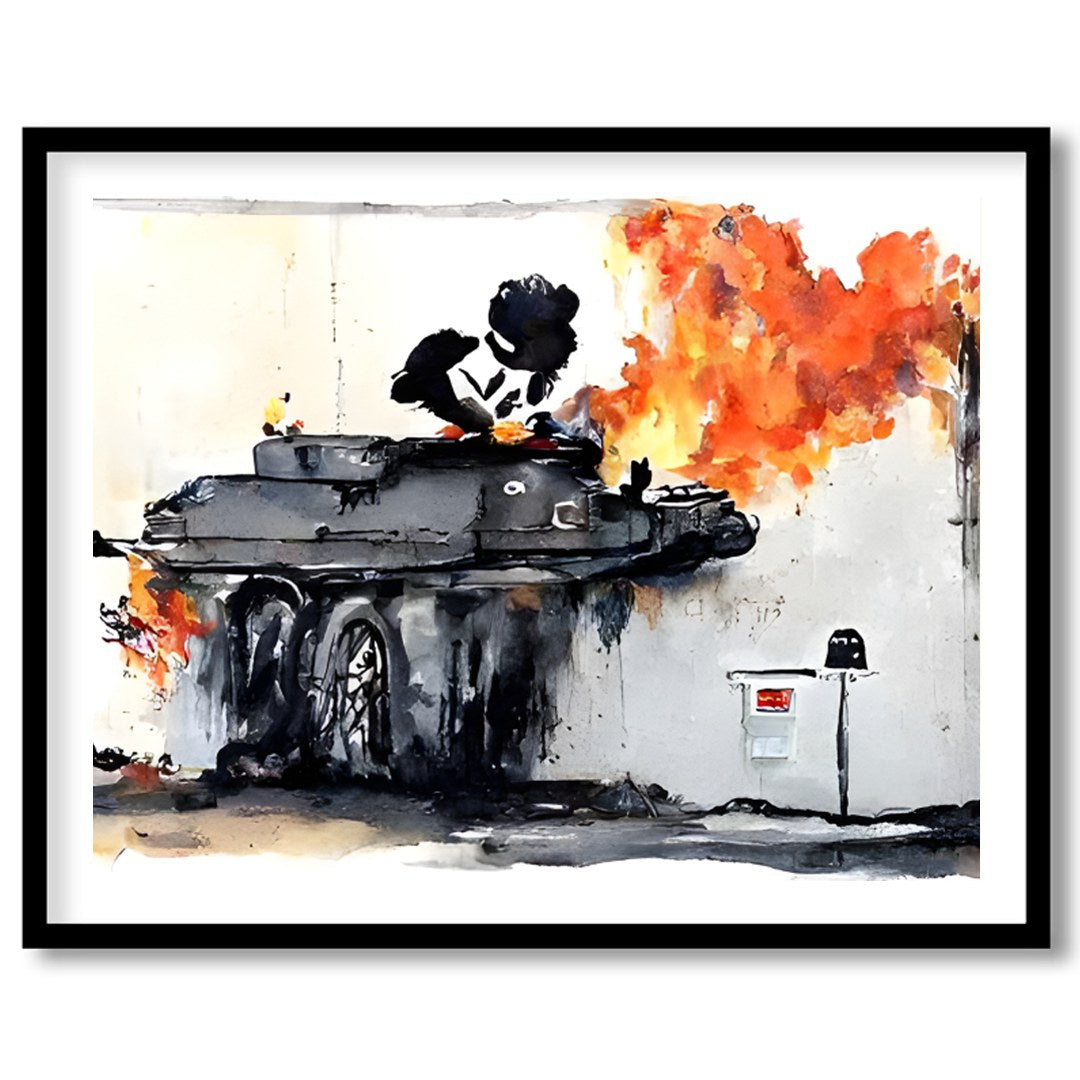 This bold piece captures the raw energy and chaos of urban street art, featuring a graffiti-styled for bedroom