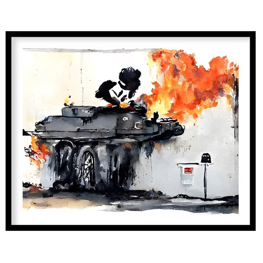 This bold piece captures the raw energy and chaos of urban street art, featuring a graffiti-styled for bedroom