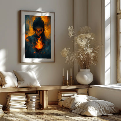 Immerse yourself in the captivating balance of fire and mystery with this evocative artwork. for dwelling