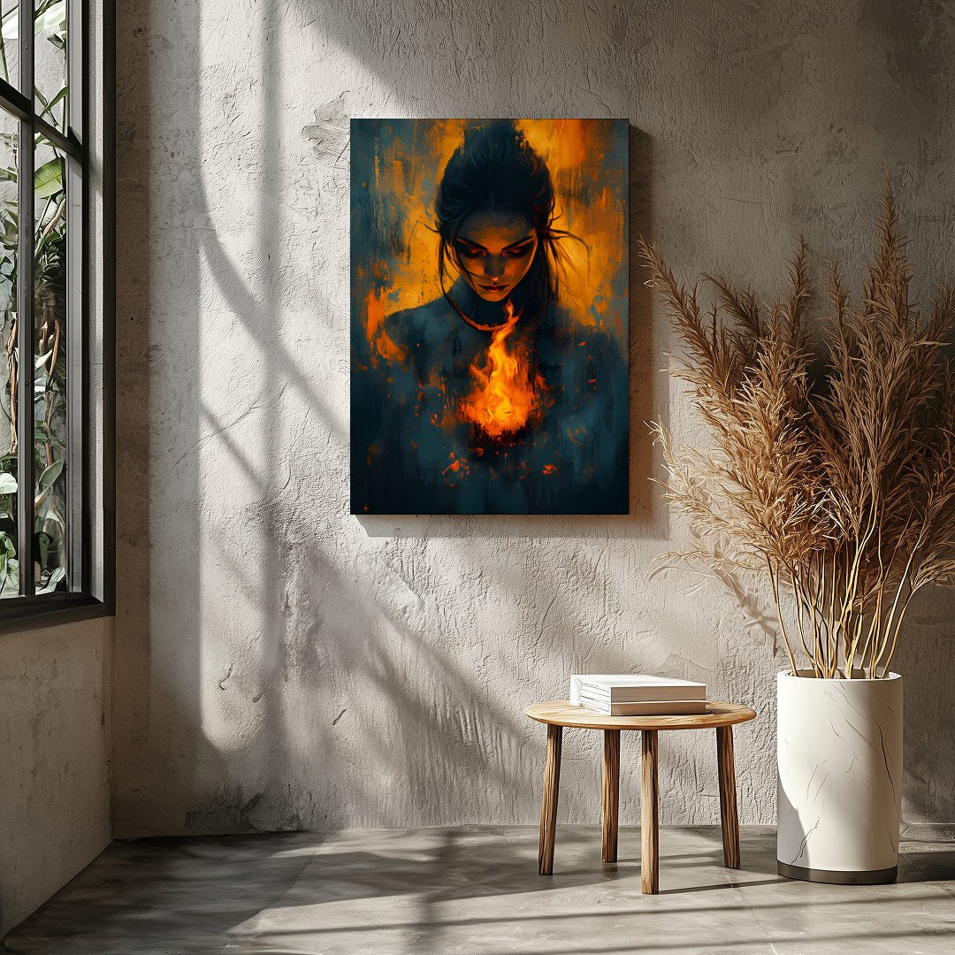 Immerse yourself in the captivating balance of fire and mystery with this evocative artwork. for Entrance
