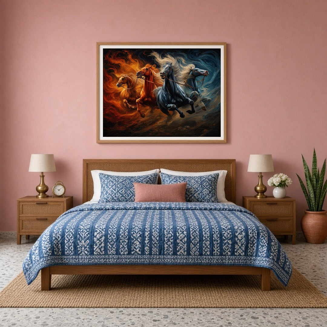 Captivate your space with the vibrant energy of this Vastu-inspired artwork, featuring powerful for Bedroom
