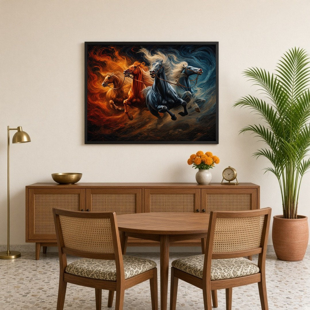Captivate your space with the vibrant energy of this Vastu-inspired artwork, featuring powerful for Dining
