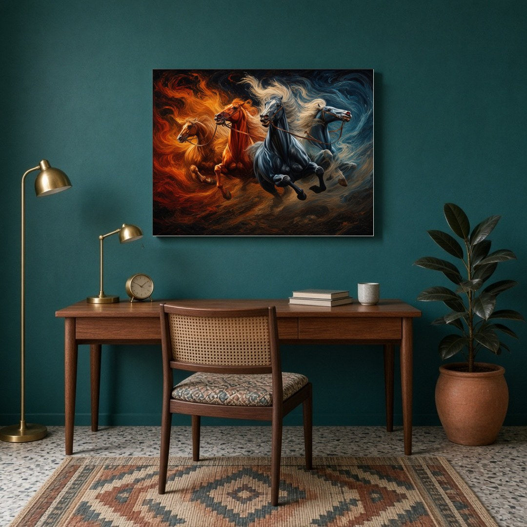 Captivate your space with the vibrant energy of this Vastu-inspired artwork, featuring powerful for Study