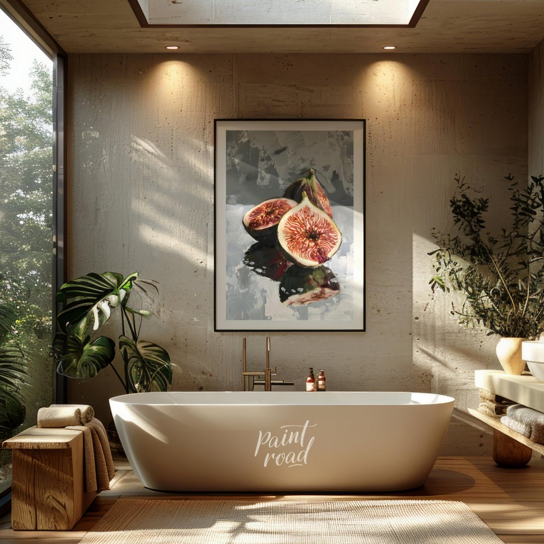 This captivating oil painting captures the beauty of ripe figs in a classic still life composition.… for bathroom