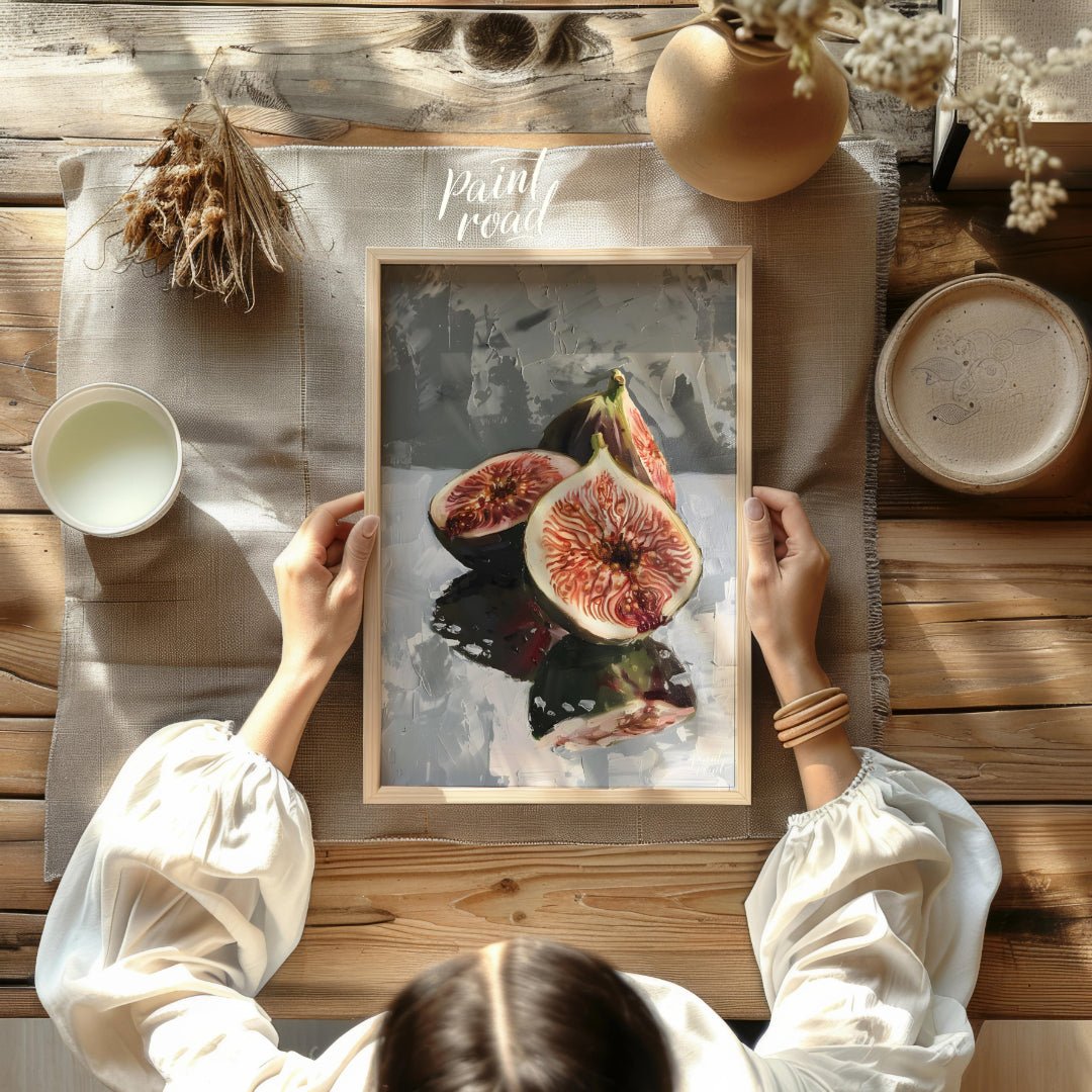 This captivating oil painting captures the beauty of ripe figs in a classic still life composition.… for dining room