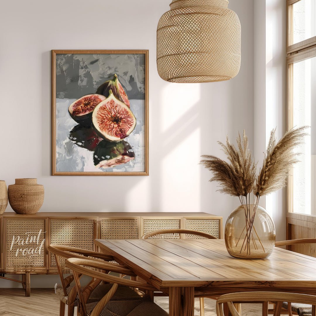 This captivating oil painting captures the beauty of ripe figs in a classic still life composition.… for dining room