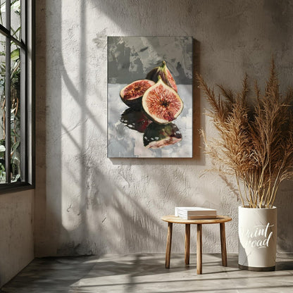 This captivating oil painting captures the beauty of ripe figs in a classic still life composition.… for living room