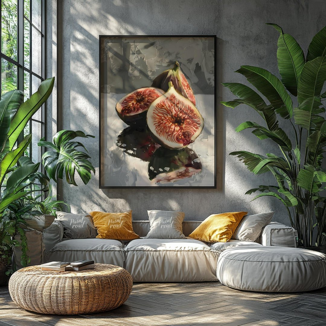 This captivating oil painting captures the beauty of ripe figs in a classic still life composition.… for living room