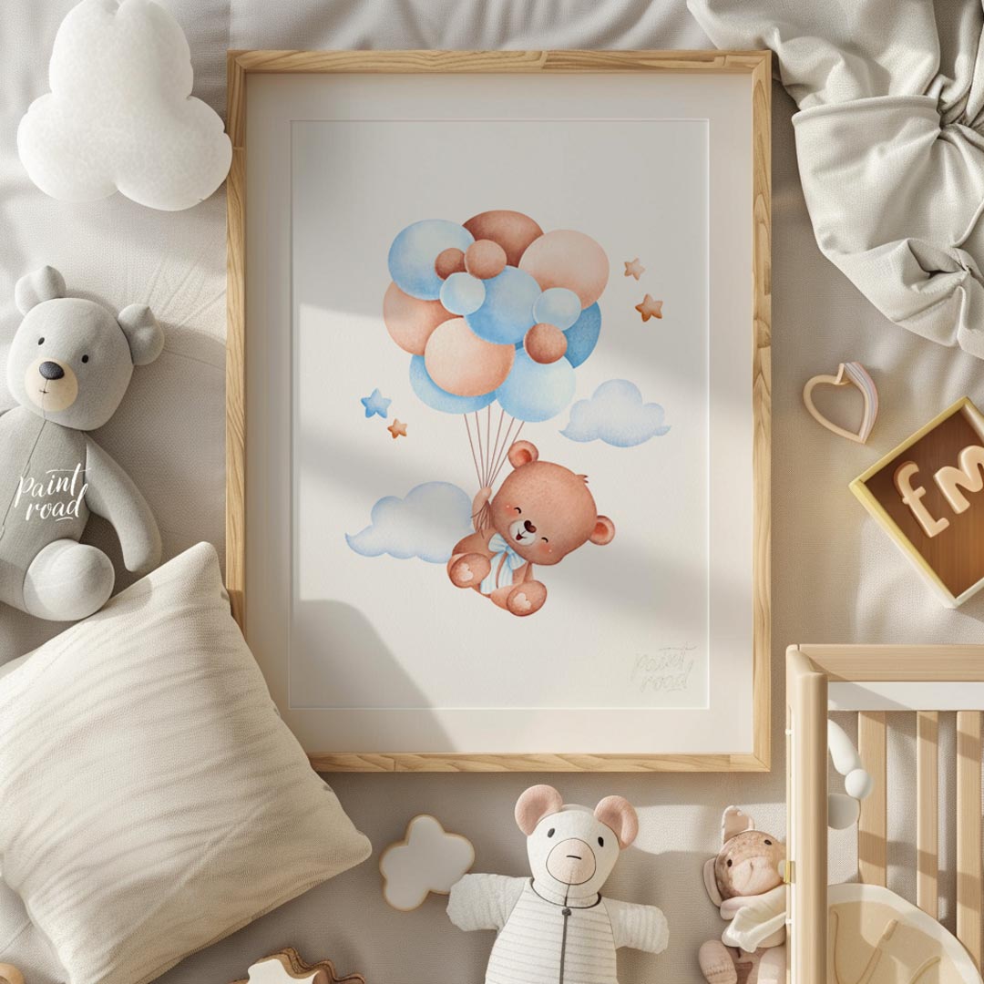 This delightful illustration captures the innocence and magic of childhood through a soft-toned sce… for nursery