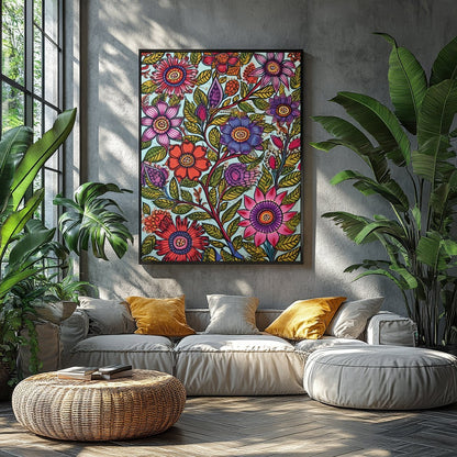 Immerse yourself in a botanical dream with this stunning floral art piece. Rich in vibrant colors for Balcony