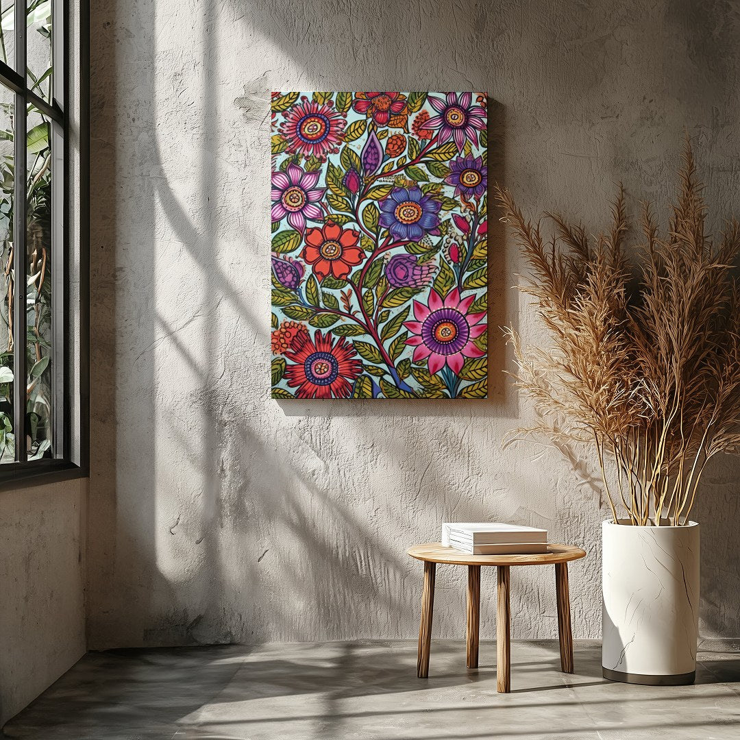 Immerse yourself in a botanical dream with this stunning floral art piece. Rich in vibrant colors for Entrance