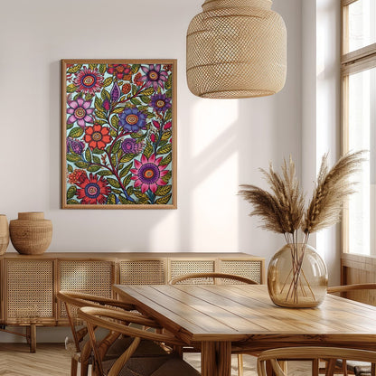 Immerse yourself in a botanical dream with this stunning floral art piece. Rich in vibrant colors for Extra Kitchen