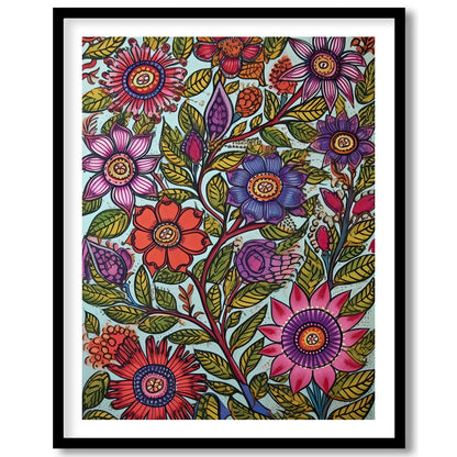 Immerse yourself in a botanical dream with this stunning floral art piece. Rich in vibrant colors for residence