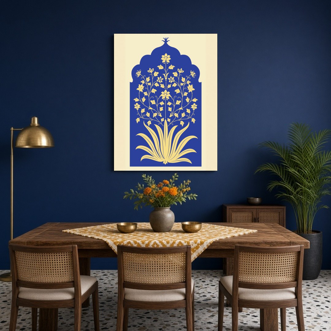 Experience the timeless elegance of Mughal art with this stunning floral composition. The intricate for Dining