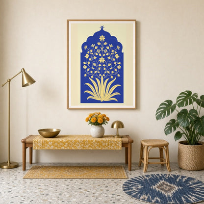 Experience the timeless elegance of Mughal art with this stunning floral composition. The intricate for Entrance