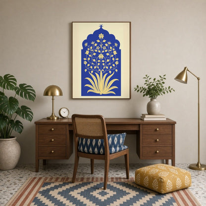 Experience the timeless elegance of Mughal art with this stunning floral composition. The intricate for Study