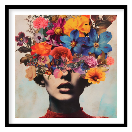 This captivating piece merges the ethereal beauty of floral blooms with the enigmatic allure of a for sanctuary