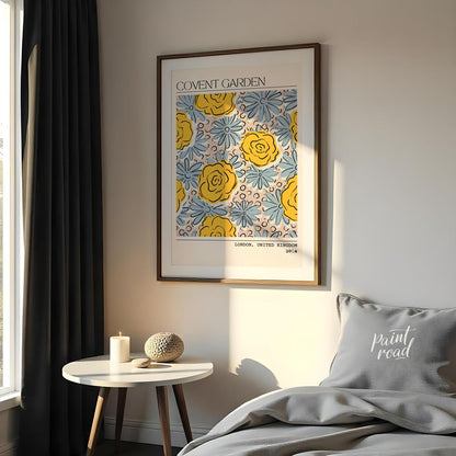 This charming art print captures the vibrant essence of a floral market, stylized with a contempora… for bedroom